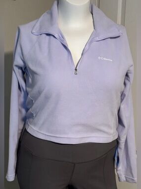 Columbia Women's Half Zip Fleece Cropped Pullover Lavender Size Large EUC